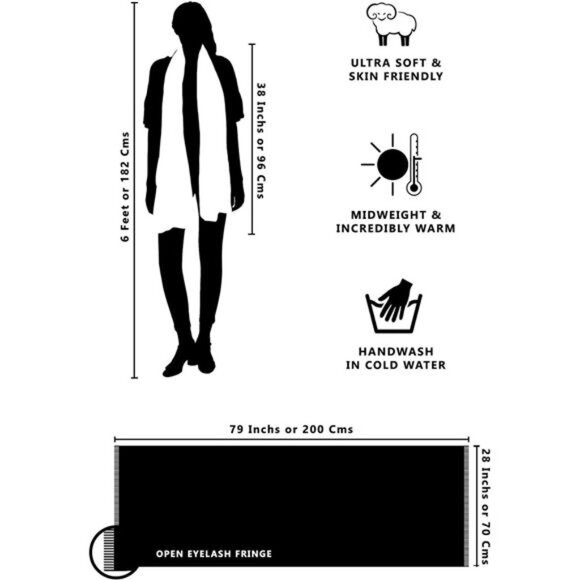 Cashmere Scarf Made in Kashmir (Gift Pack) Merino Wool Silk Cashmere Large - Picture 6 of 7